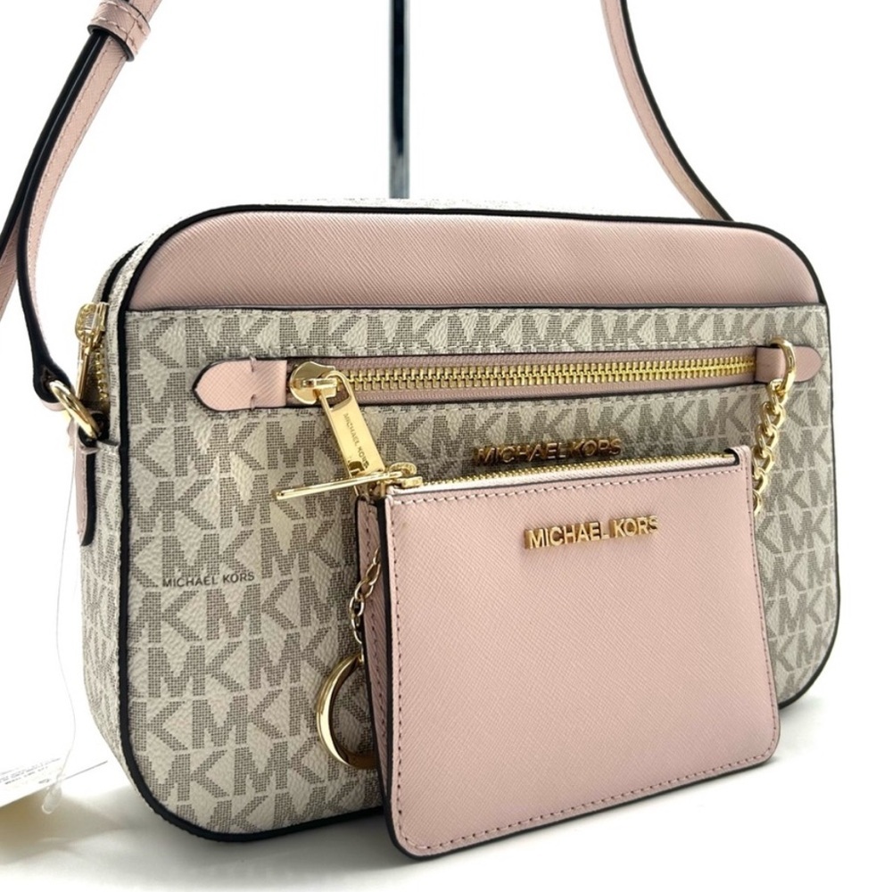 Michael Kors Jet Set LG Signature Logo Crossbody Bag & Matching TZ Coinpouch ID